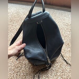 Rebecca Minkoff Navy Leather Backpack with Unique Triangle Design, Julian Bag